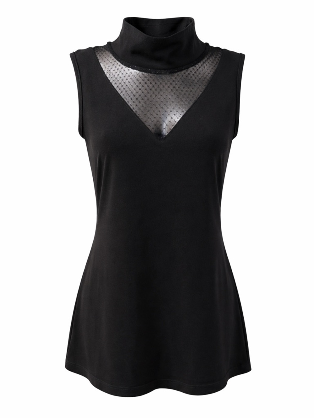 Artex Black Mesh Mock Neck Top Sleeveless Medium